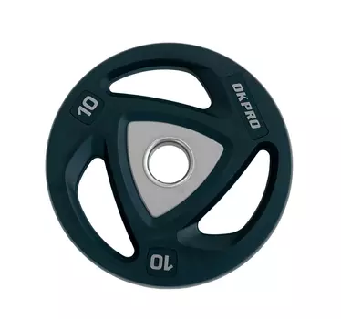 Диск олимпийский полиуретановый 10 кг OKPRO OK2037A-1000-G серый лого