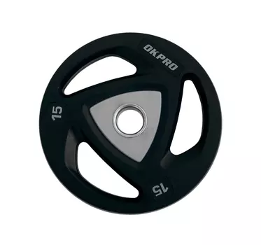 Диск олимпийский полиуретановый 15 кг OKPRO OK2037A-1500-G серый лого