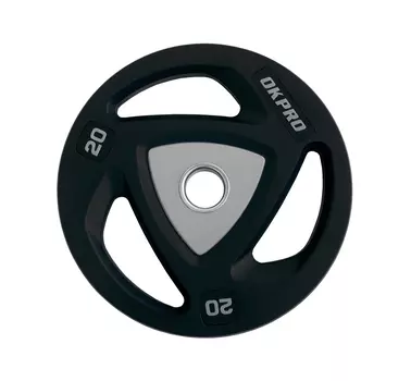 Диск олимпийский полиуретановый 20 кг OKPRO OK2037A-2000-G серый лого