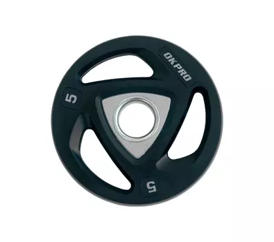 Диск олимпийский полиуретановый 5 кг OKPRO OK2037A-500-G серый лого
