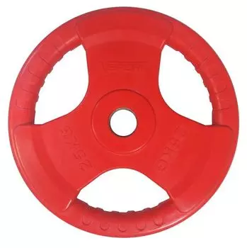 Диск Олимпийский 25кг, обрезиненный цветной с ручками V-Sport LC-25