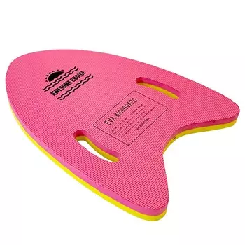 Доска для плавания 2-х цветная с ручками 31х42х2,5 см Sportex E32994 (розово/желтая)