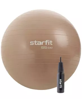 Фитбол d55см Star Fit антивзрыв, 900 гр, с ручным насосом GB-109 персиковый