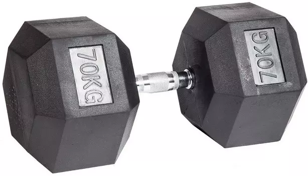 Гантель гексагональная обрезиненная Profi-Fit 70 кг