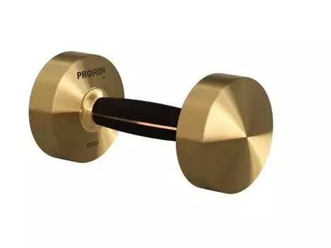 Гантель из латуни и черного дерева 5кг с подставкой PROIRON Г1050ЛЧ