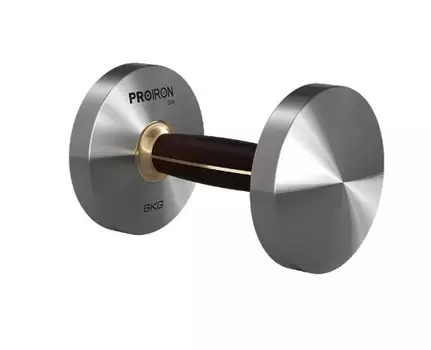 Гантель из нержавеющей стали и черного дерева 6кг PROIRON Г1060НЧ