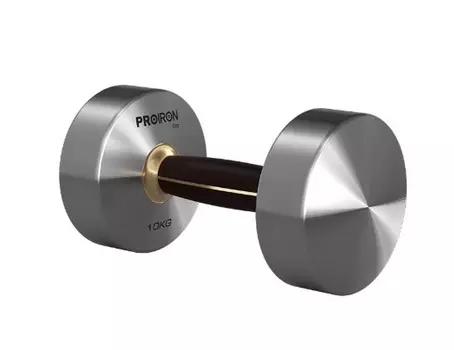 Гантель из нержавеющей стали и черного дерева 10кг PROIRON Г1100НЧ