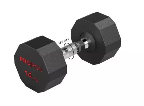 Гантель обрезиненная 14кг PROIRON Г1140ОБР