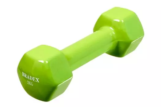 Гантель обрезиненная, 2 кг Bradex SF 0535 салатовая