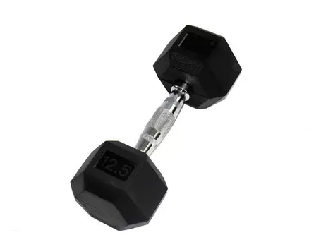 Гантель Perform Better Rubber Encased Hex Dumbbells 12,5 кг PB\0543-12.5\BK-00-00