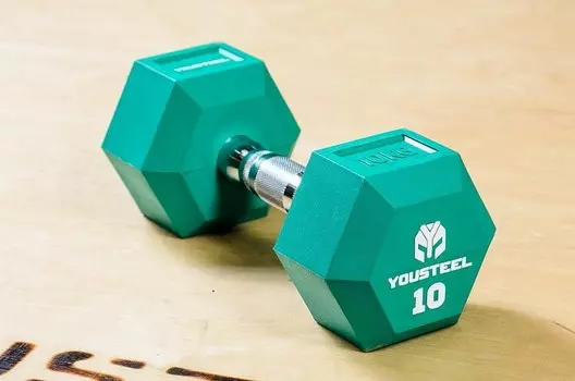 Гантель YouSteel PU 10 кг зеленая