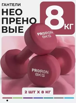 Гантели неопреновые 2шт по 8кг PROIRON Г2080НЕО