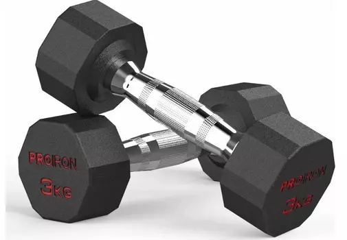 Гантели обрезиненные 2шт по 3кг PROIRON Г2030ОБР