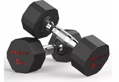 Гантели обрезиненные 2шт по 5кг PROIRON Г2050ОБР