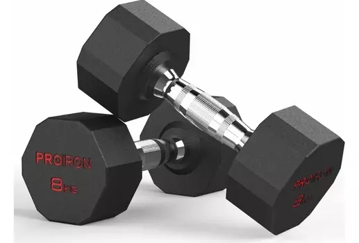 Гантели обрезиненные 2шт по 8кг PROIRON Г2080ОБР