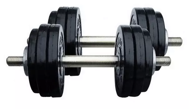 Гантели ProfiGym обрезиненные, 15 кг в наборе, пара (26мм)