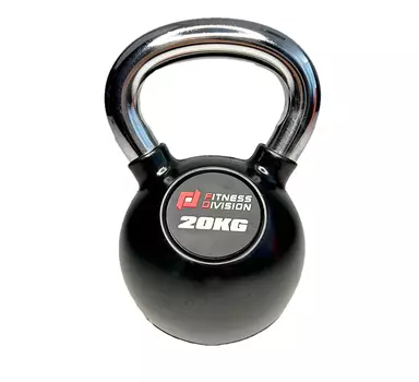 Гиря 20 кг обрезиненная с хромированной ручкой Fitness Division DB-KDB-C-20