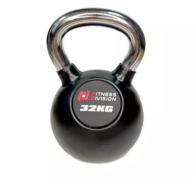 Гиря 32 кг обрезиненная с хромированной ручкой Fitness Division DB-KDB-C-32