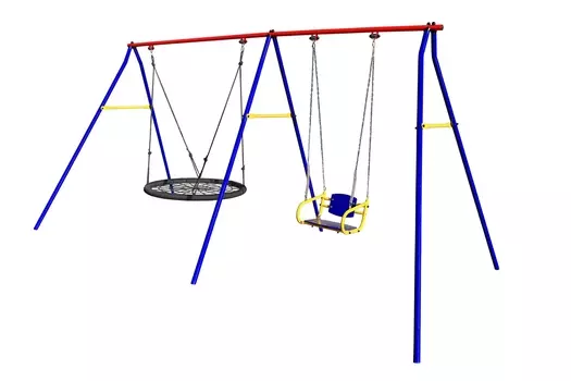 Качели дачные Пионер 2Д двойные качели цепные со спинкой+ качели Паутина 100см PS-302