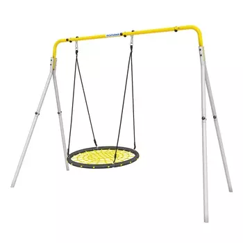 Качели двойные Romana + Качели ГНЕЗДО-СЕТКА 100см R.103.28.04 серый\жёлтый