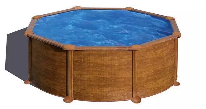 Каркасный бассейн круглый 350х132cм GRE Mauritus PR358WOMAG имитация дерево