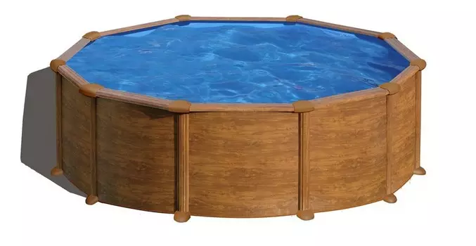 Каркасный бассейн круглый 460х132cм GRE Mauritus PR458WOMAG имитация дерево