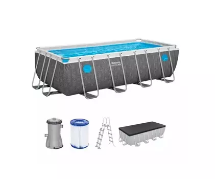 Каркасный прямоугольный бассейн 488х244x122см, 11532л, фил.насос 3028л/ч, лестница, тент Bestway Power Steel 561MB