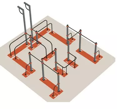 Каскад турников с рукоходом и канатной вышкой мобильный Hercules W-1.3