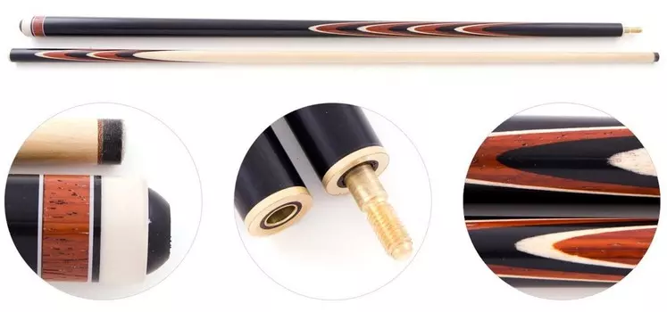 Кий для пирамиды 2-pc Мастер Лохно наборный L028 черный граб, амарант, граб