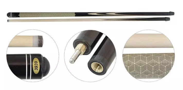 Кий для русского бильярда 2-pc Мастер (чёрный граб, граб), гравировка Ромбики 3D Weekend 23.120.62.0