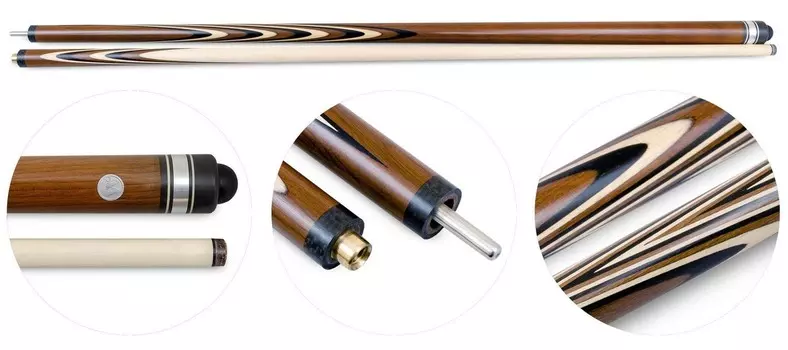 Кий Weekend пирамида 2-pc Классика (термограб, коричневый, черный, белый) 13 запилов