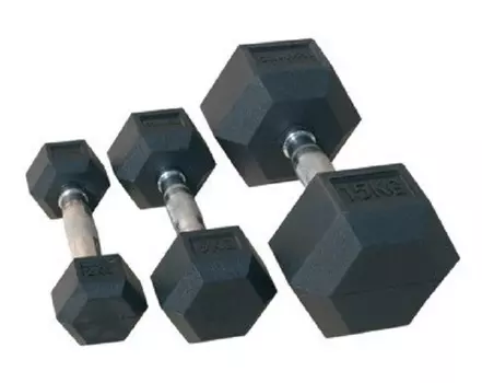 Комплект гантелей гексагональных обрезиненных, цвет чёрный Johns 72014/12,5-20