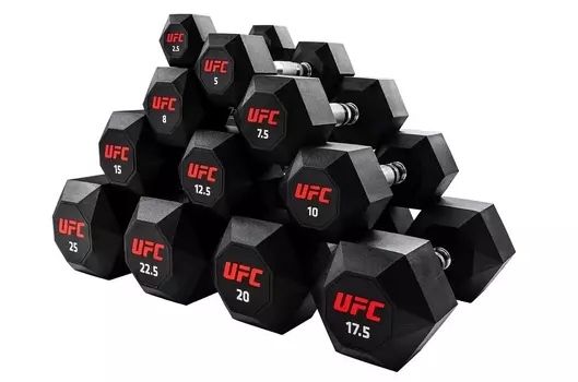 Комплект обрезиненных октагональных гантелей 10 пар от 2,5 до 25кг UFC Octagon Dumbbell UHA-75538-84