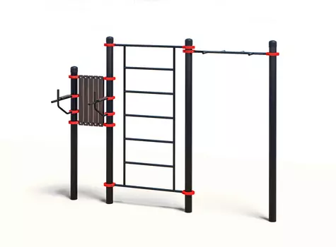 Комплекс из шведской стенки, тренажера брусья-пресс, комбинированного турника Stecter (PAW-63) 5062-76