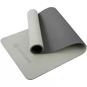 Коврик для фитнеса и йоги, TPE, 183х61х0,6см Larsen ECE 070 серый\черный
