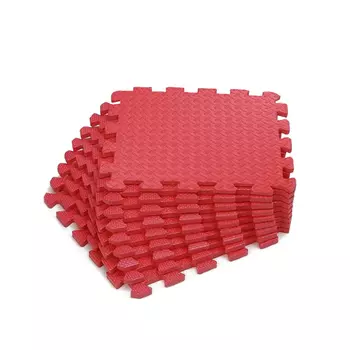Коврик-пазл влагостойкий для йоги и фитнеса, 30х30х1см UnixFitt EVAMU24RD красный, 24 шт