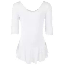 Купальник для хореографии с юбкой-сеткой рукав 3/4 х/б белый GO-035