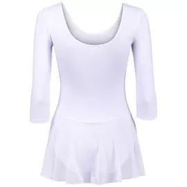 Купальник гимнастический Amely AA-181, рукав 3/4, юбка сетка, хлопок, белый (36-42)