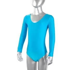 Купальник гимнастический длинный рукав лайкра бирюзовый GO-007
