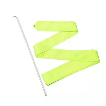 Лента гимнастическая с палочкой 56см, 6м, пластик, металл, полиэстер СЕ6-L лимонный