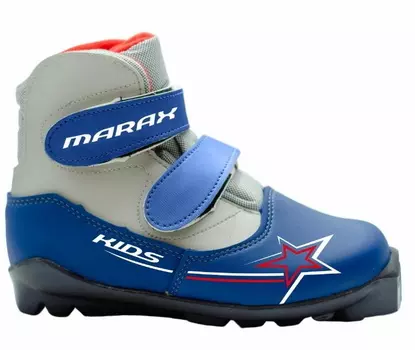 Лыжные ботинки SNS Marax Kids (Системные!) (на липучке) синий-серебро