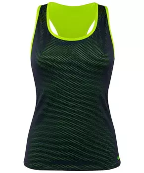 Майка-борцовка гимнастическая Chante Valerie двойная, полиамид, черный/лайм