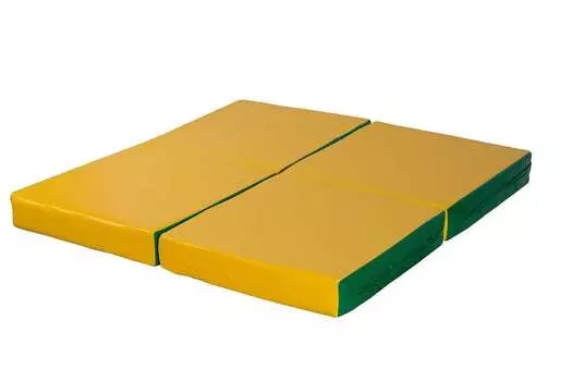 Мат № 11 КМС 100х100х10см складной 4 сложения зеленый-желтый