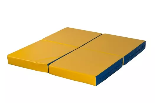 Мат № 11 КМС 100х100х10см складной 4 сложения КМС синий-желтый