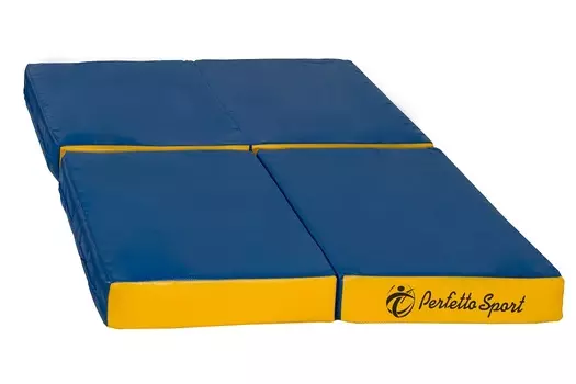 Мат № 11 Perfetto Sport 100х100х10см складной 4 сложения синий-желтый