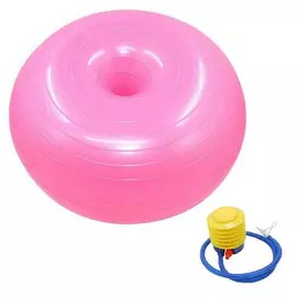 Мяч для фитнеса с насосом фитбол-пончик B32238, 50 см (розовый)