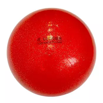 Мяч для художественной гимнастики Lugger однотонный d=15 см (красный с блестками)