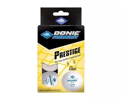 Мячики для н\тенниса 40+ 2 Donic PRESTIGE 6 штук 658021 белый
