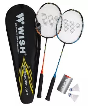 Набор для бадминтона 2 ракетки, 2 волана Wish Fusiontec 799K синий\оранжевый