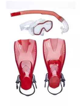 Набор для плавания Atemi (маска+трубка+ласты) р.28-31 красный, 24200